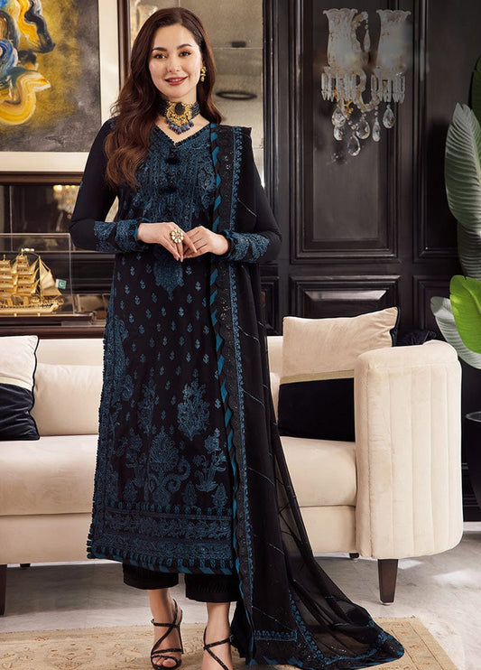 Embroidered Unstitched 3 Piece Chiffon Suit -EM0028- Party Wear